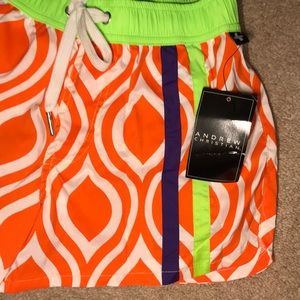 Andrew Christian orange lime neon swim short Small